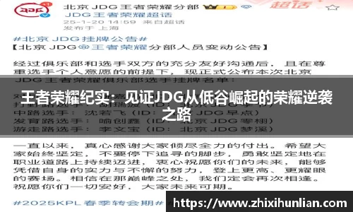 王者荣耀纪实：见证JDG从低谷崛起的荣耀逆袭之路
